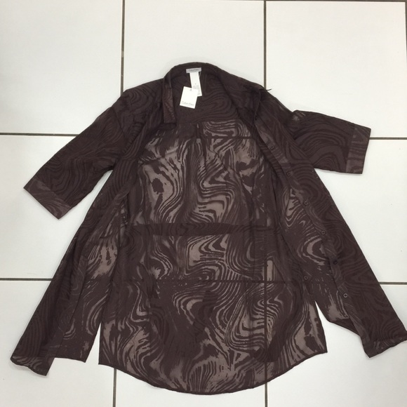 NWT Calvin Klein Sheer Zebra Print Coverup Shirt - Picture 6 of 6